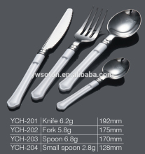 stainless steel coated knife fork spoon disposable plastic cutlery with hander