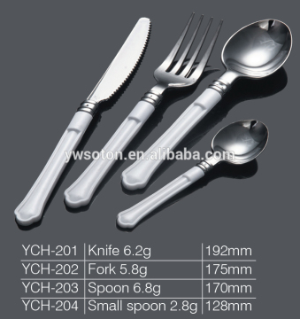 stainless steel coated knife fork spoon disposable plastic cutlery with hander