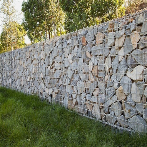 Pared de valla de gaviones de cesta de gaviones tejidos galvanizados pesados