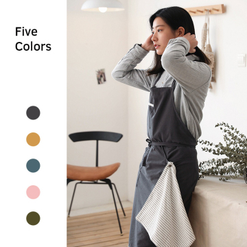 Wholesale Custom Cotton Linen Fabric Kitchen Apron with Towel