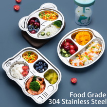Maxcook Hot Sale Multi-compartment Children Lunch Tray - Food Grade 304SS Dinner Plate for School Lunch Box