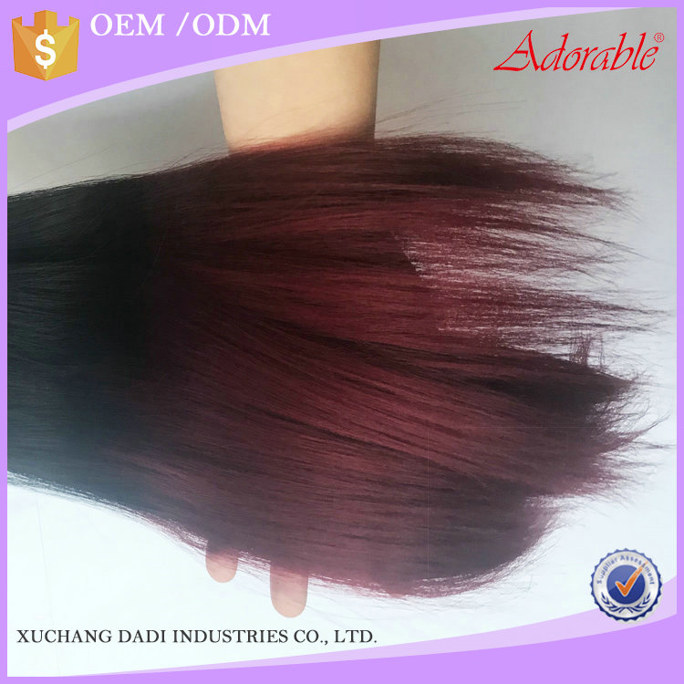 wholesale silk straight Yaki Wave synthetic hair weaves for black women weave,ombre two tone color ombre hair weaves with bangs