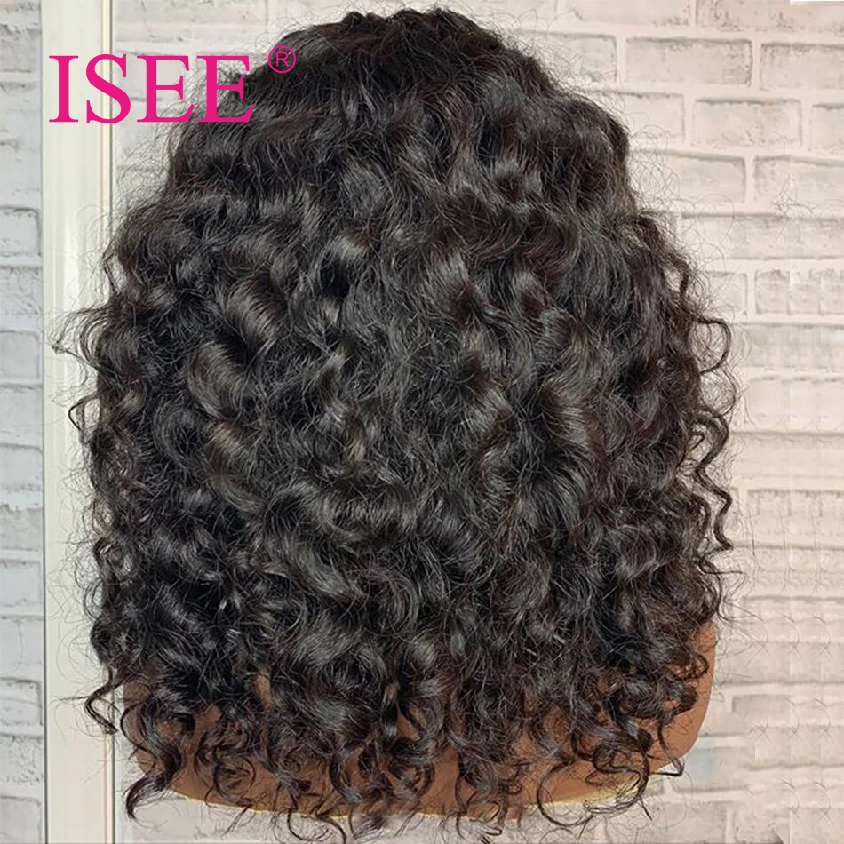 Brazilian Pineapple Wave Machine Made Human Hair Wigs With Bangs, Full Machine Made Rose Water Wave Curly Wig For Black Women