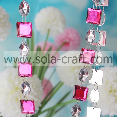 Helder &amp; rood, vierkant en ovaal Sparkle DIY glas Crystal Spacer Bead Garland gordijn bruiloft achtergrond venster deur gordijn