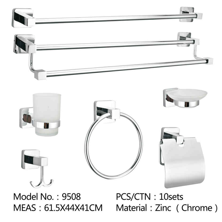 Zinc Chromed Wall Mounted Bathroom Accessory Sets For Paper Holder Towel Bar Robe Hook Glass Shelf Soap Holder Toothbrush And Toilet Brush