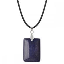 Arenisca azul de arenisca de 25x35 mm collar colgante de piedra para mujeres hombres