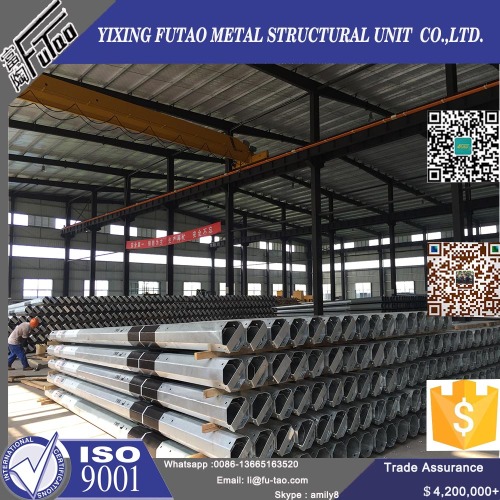 10M 12M Tubular Steel Post With Galvanized