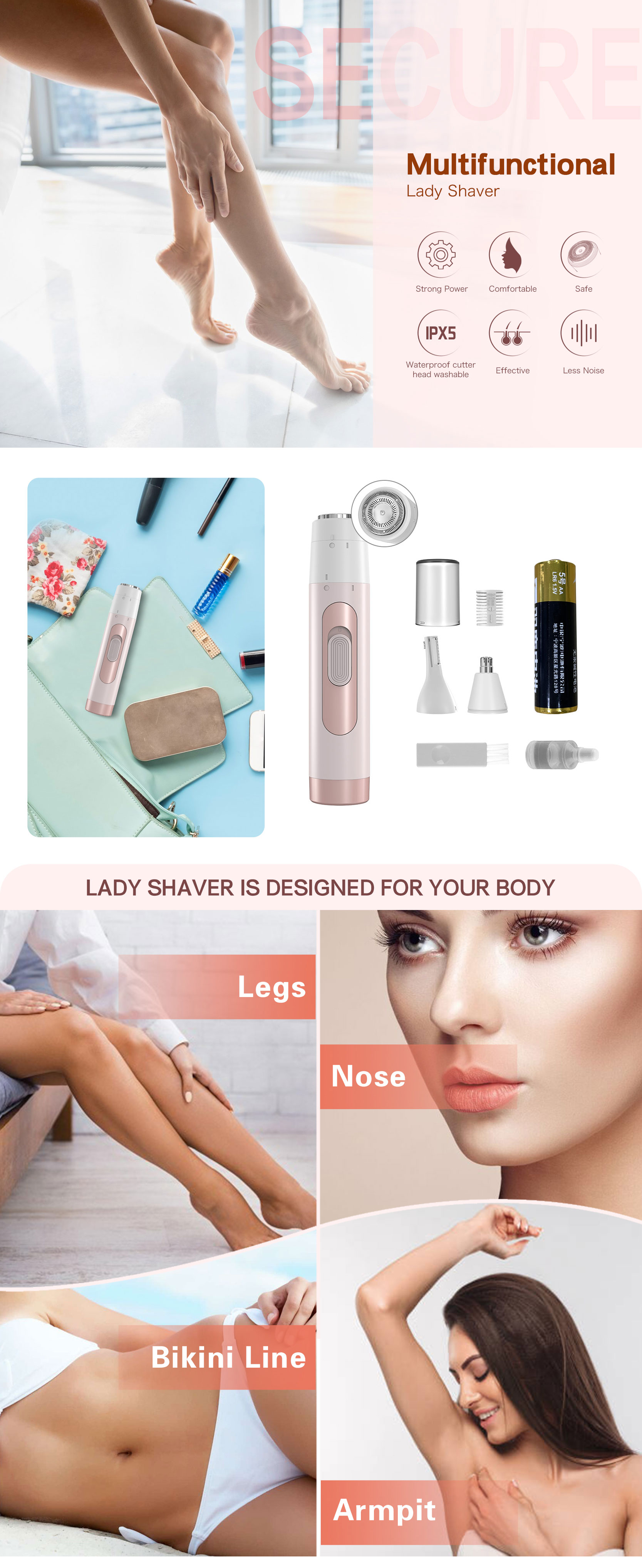 Lady Women Electric Shaver Bikini Legs Eyebrow Trimmer Lady Women Electric Shaver Bikini Legs Eyebrow Trimmer