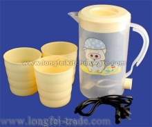 Plastic Electric Kettle With 3 Mugs