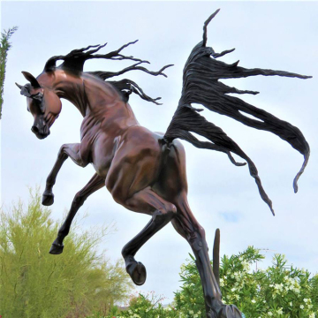 antique large size bronze jumping horse statue