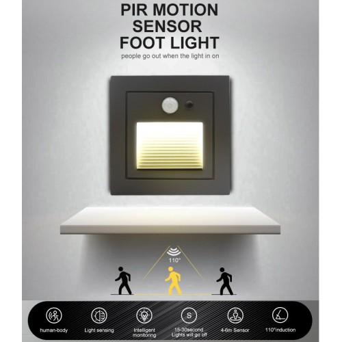 Lámpara de pared empotrada con sensor LED de 3W para escalera