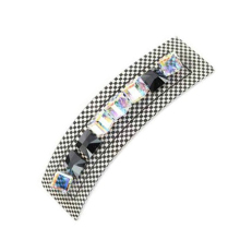 Lattice white and black banana clip with colorful crystals