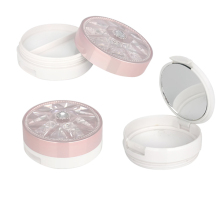 Diamond Pink Compact Powder Container With Mirror