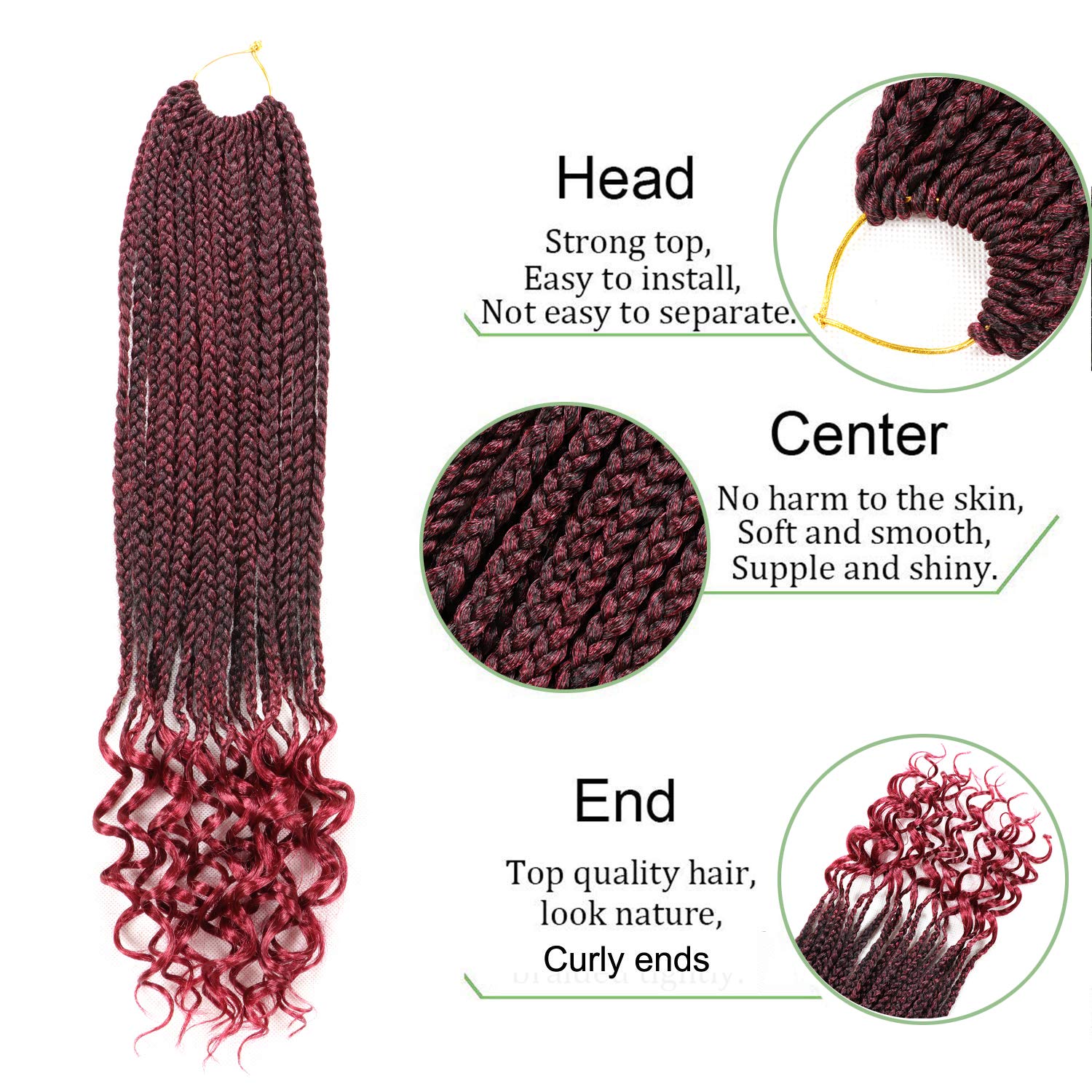 Fast delivery 100g 24 inch 22 strands synthetic ombre crochet box braids hair