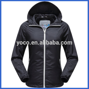 Waterproof plain black windbreaker jacket
