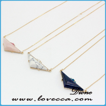 Cheap Raw Turquoise Gold Necklace Triangle Gemstone Pendant Necklace
