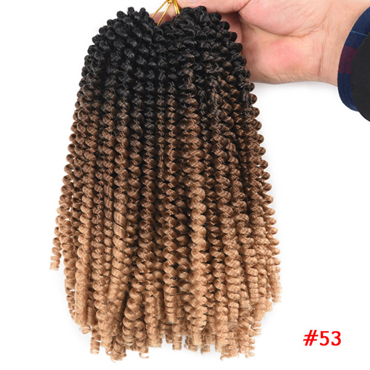 8in 30strands Custom popular hot selling soft  jumpy  lightweight spring twist japanese kanekalon fiber synthetic hair