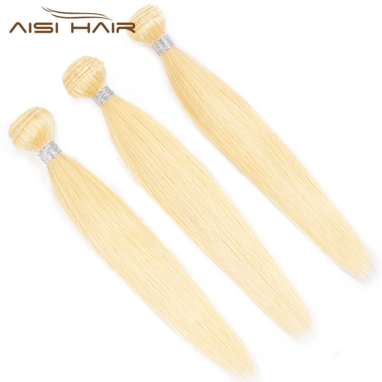 Aisi Hair Hotselling Blonde Color Silky Straight Wave Human Hair  Brazilian Human Hair Bundles Extension For Women