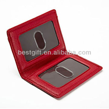 PU red ID card holder neck wallet