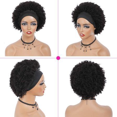 10 inch Kinky Curly Headband Wig Human Hair