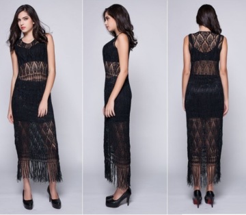 Sexy Ice Silk Hand Crochet Dress Beachwear Party Evening Dresses