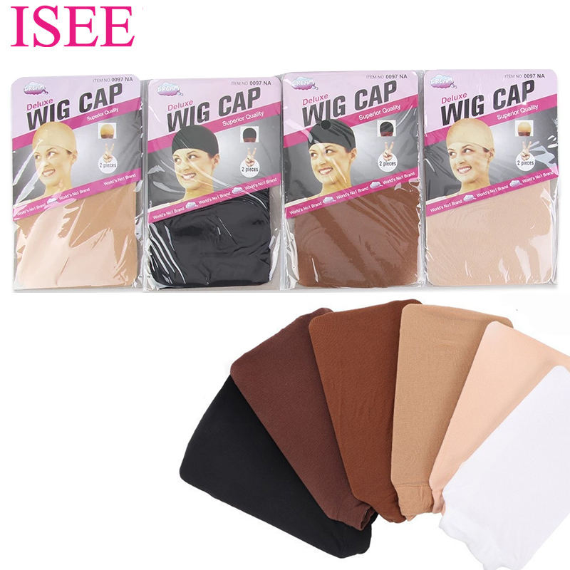 ISEE Adjustable Wig Caps for Making Wigs,Glueless Swiss Lace Brown Black Braid Wig Cap