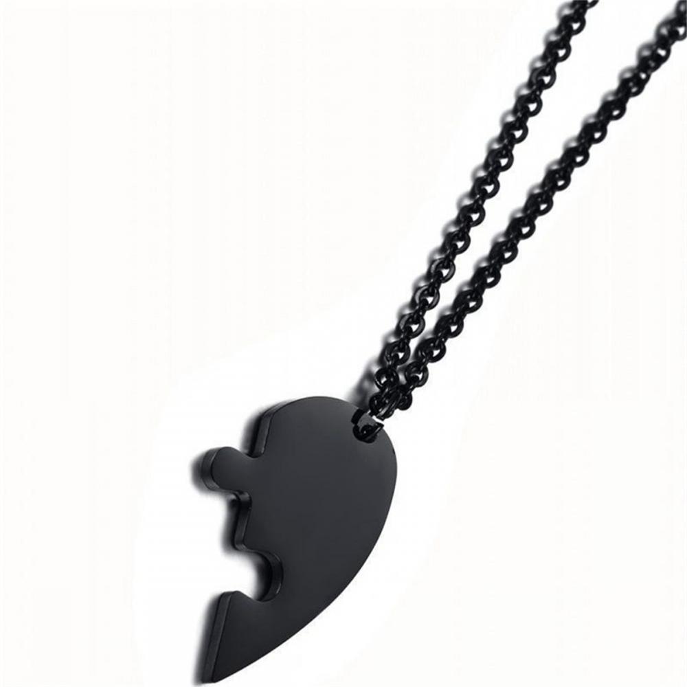 Collier de bloc de puzzle assorti en acier inoxydable