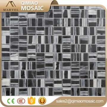 23X23mm White Black Mix Glass Tile Printing Mosaic Tile White And Black Glass Art