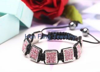 Pink Shamballa Bracelet Crystal Square Beads Shamballa Bead Bracelet NP10087