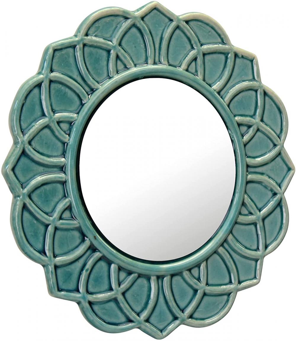Espelho de parede de acento de cerâmica floral