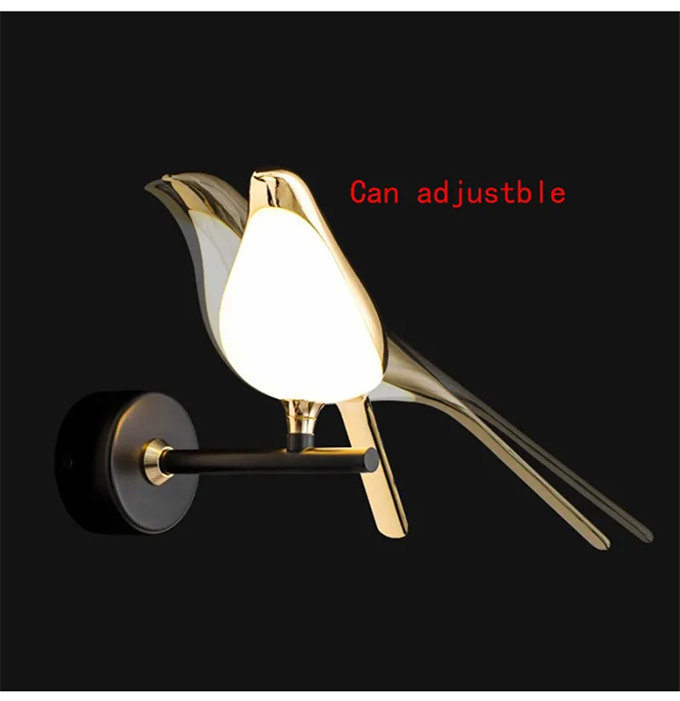Nordic Magpie Bird LED Wall Lamp for Bedroom Decor
