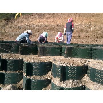 HDPE-geocell voor bescherming tegen erosie op hellingen