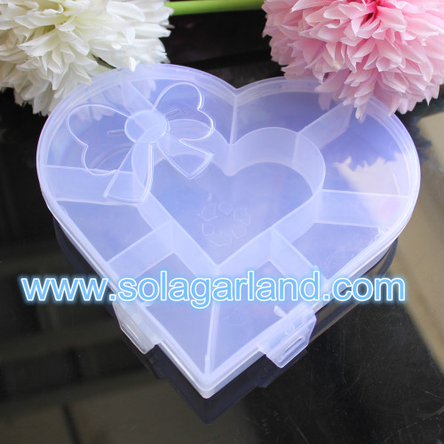 Lovely Heart Shape Plastic Box For Jewelry Beads Pills Storage With 9 Small Containers Jars