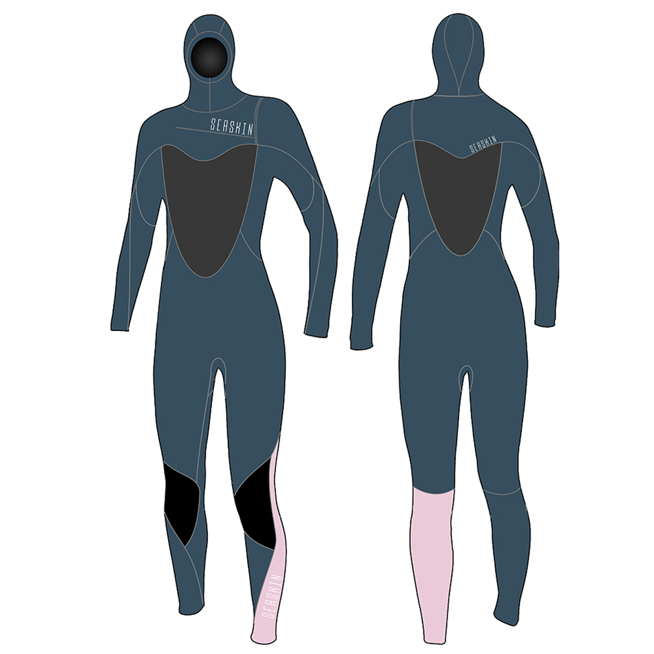 Seaskin Women 3mm Hooded Chest Zip Wetsuit Fullsuit