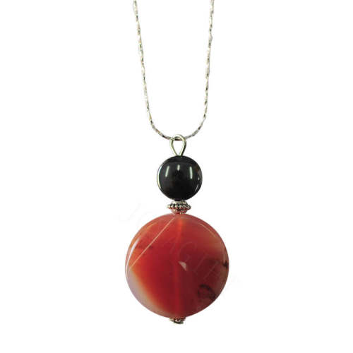 Natural Gemstone Agate Necklace with Silver Chain