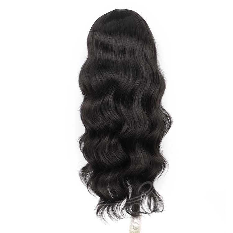 Hot Vendor Synthetic Blend lace Long Wavy Side Part Mono Black Glueless Wig Women Cosplay Heat Resistant Fiber Curly Color Wig