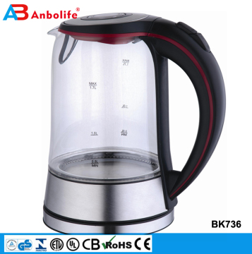 ETL UL certification new innovation 1.7L keep long warm whistling tea electric glass kettle with heating element