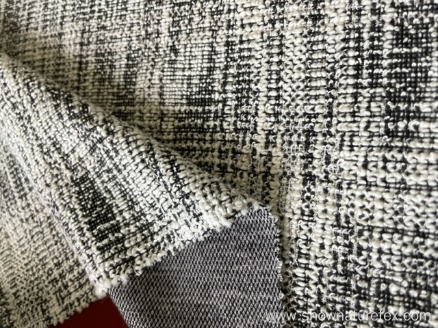 slub black and white interlock knit fabric