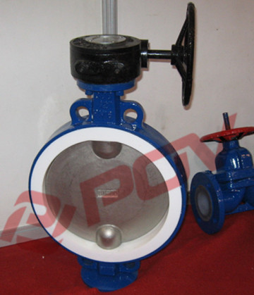 acid Corrosion sealing ptfe ptfe butterfly valves with Manual turbine