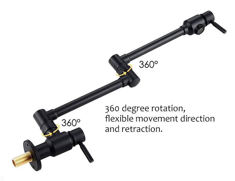 Cupc Wall Mounted Pot Filler Faucet Brass Matte Black Stainless Steel Two Handles Wall Mount Pot Filler Kitchen Faucet For Sale