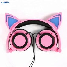 Auriculares de oreja de gato coloridos al por mayor con luz LED