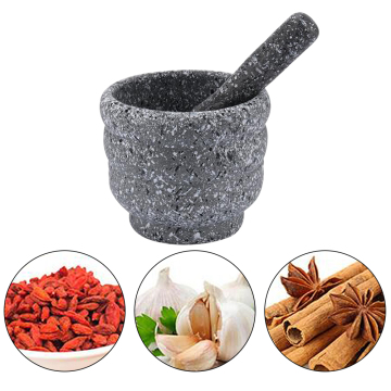 Pestle Grinder White Granite Grinder Mortar Grinding Bowl Garlic Press Herb Pepper Mixing Pot Kitchen Tool 2