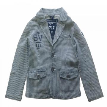 Boy&#39;s katoenen blazer in marine witte streep