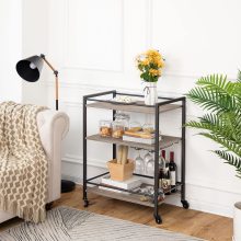 3 Tier Mobile Bar Cart: Rolling Trolley Wine Cart with Amazon Customization