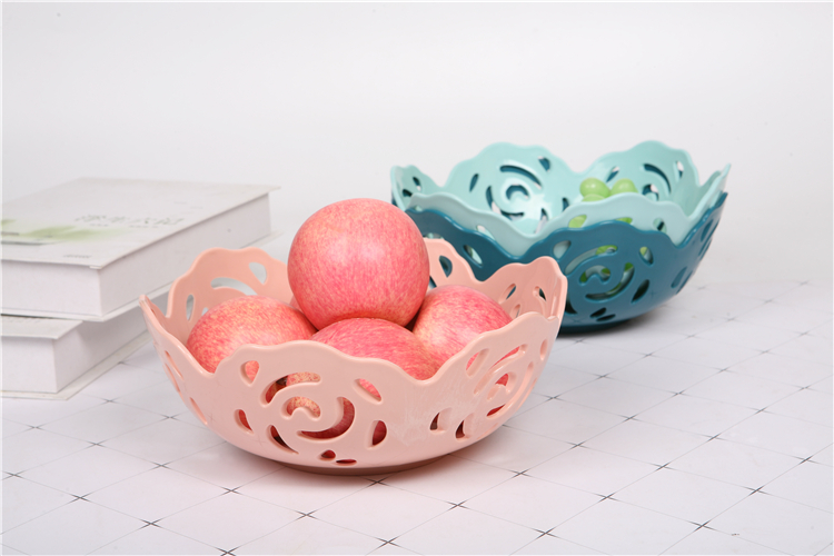 Factory Wholesale Plastic Rose Lace Pattern Basket For Fruit And Vegetable