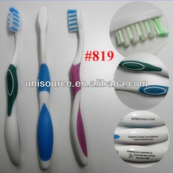 #819 different cutting bristle adutl toothbrush, big area printing handle adutl toothbrush, classic design adult toothbrush