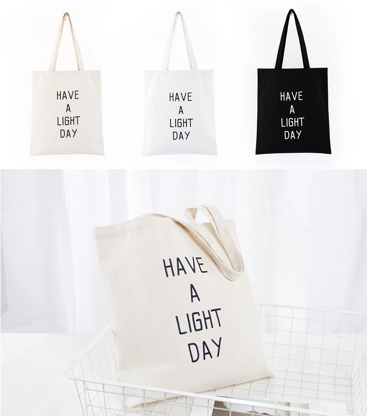 Promotion Eco-Friendly Wholesale Black Tote Grocery Bags Canvas Recycled Shopping Bag with Custom Printing Logo