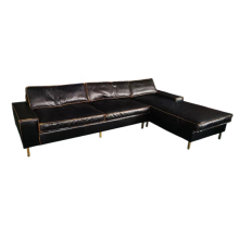 Luxury Customized Black Imperial Leather L Shape Sofa Set for Living Room