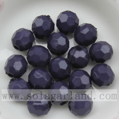 Round ball diamond beads 32 facets cut solid color