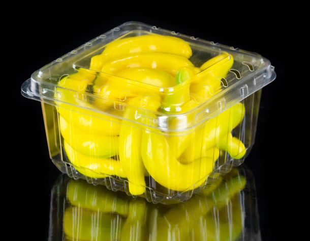 Disposable plastic fruit packaging box with lid